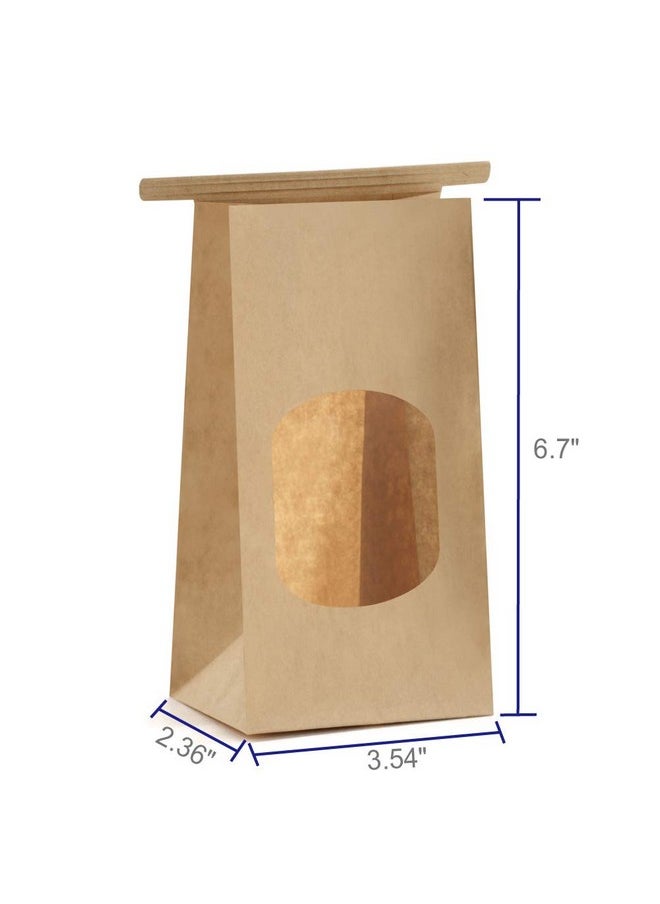 BagDream - Bakery Bags With Window 50Pcs 3.54X2.36X6.7 Inches Small Paper Bags Tin Tie Tab Lock Bags Brown Window Bags Coffee Bags Cookie Bags Treat Bags - Image 1