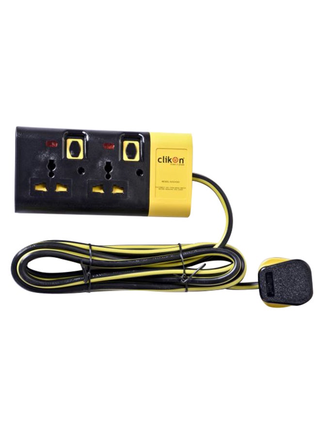 2 Way Extension Socket Black/Yellow 3meter