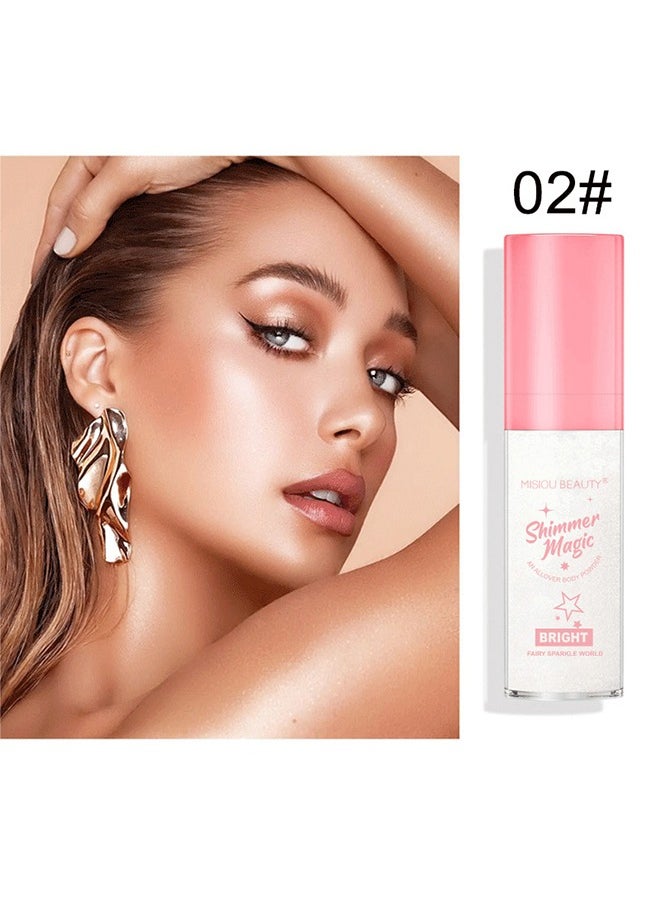 Misiou Beauty - Shimmer Magic-Shiner Powder Stick Makeup Highlighter Glitter Highlighter powder Fairy Highlighter Powder Body Highlighter Shimmer Highlighter Powder Stick for Body  02#Silver - Image 1