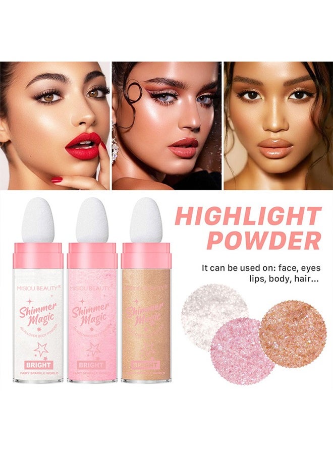 Misiou Beauty - Shimmer Magic-Shiner Powder Stick Makeup Highlighter Glitter Highlighter powder Fairy Highlighter Powder Body Highlighter Shimmer Highlighter Powder Stick for Body  02#Silver - Image 1