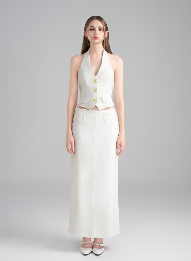 POEM • VENICE BEIGE DRESS WITH TOP AND SKIRT  - Image 1
