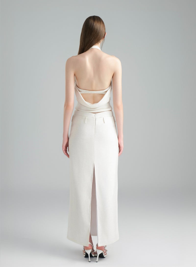 POEM • VENICE BEIGE DRESS WITH TOP AND SKIRT  - Image 2