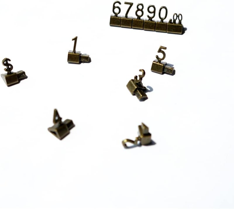 Mollytek 10 Sets Price Cubes Blocks Numbers Glod Metal Price Tag for Jewelry Display Counter Stand Adjustable Assembly Mini Dollar Signs for Retail Shop (Bronze) - Image 3