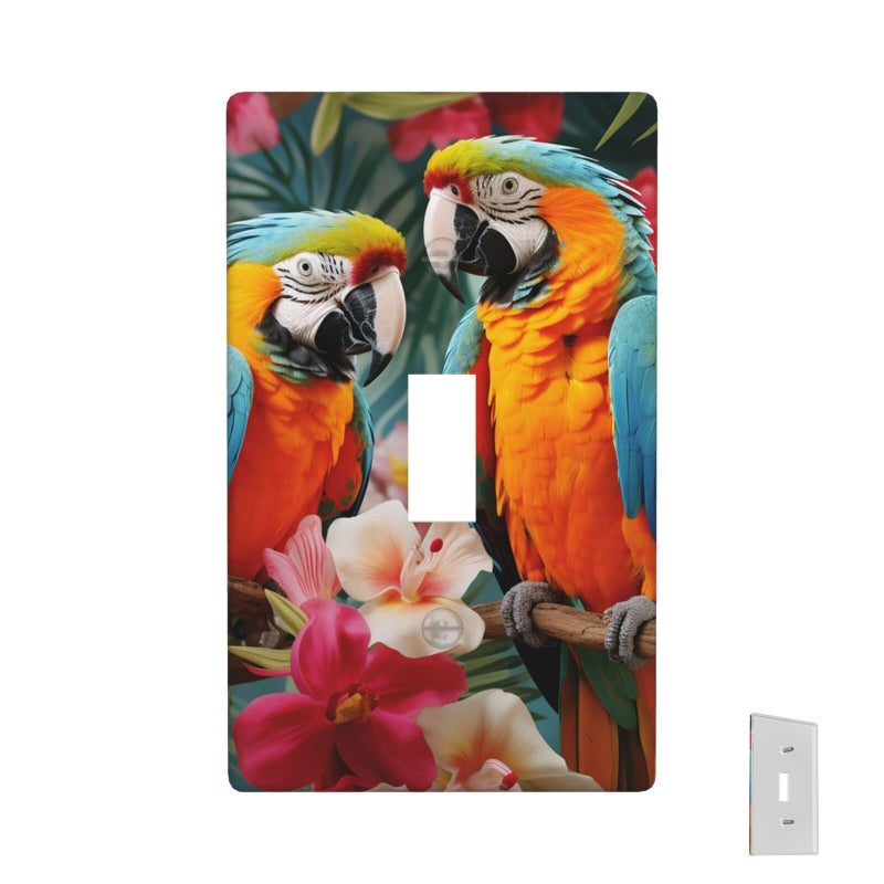 Tropical Plants Parrots Single Toggle Light Switch Plate Cover 4.5 X 2.76 Inch - Image 2