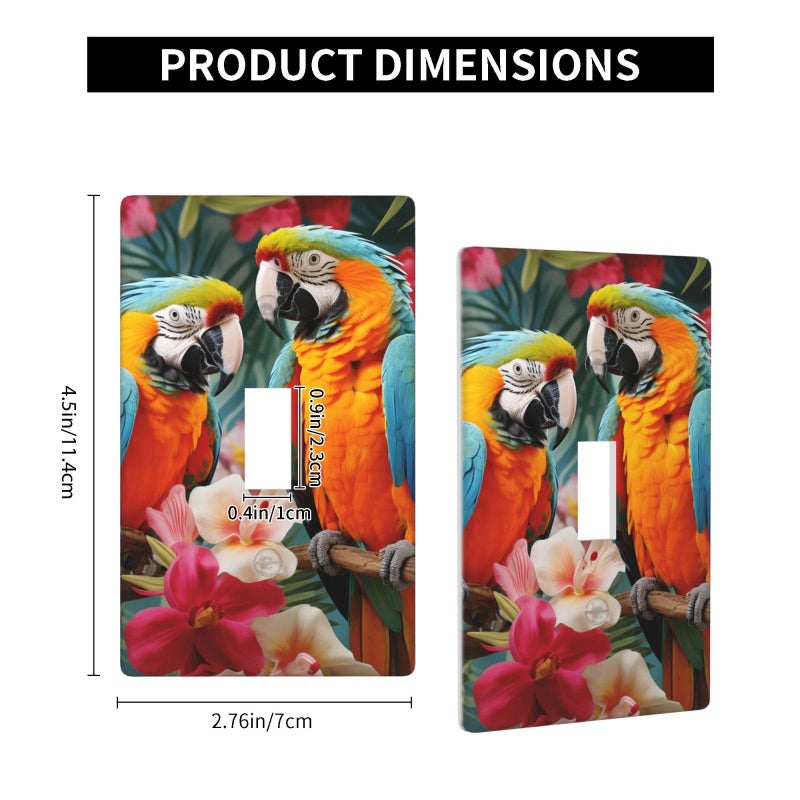Tropical Plants Parrots Single Toggle Light Switch Plate Cover 4.5 X 2.76 Inch - Image 3