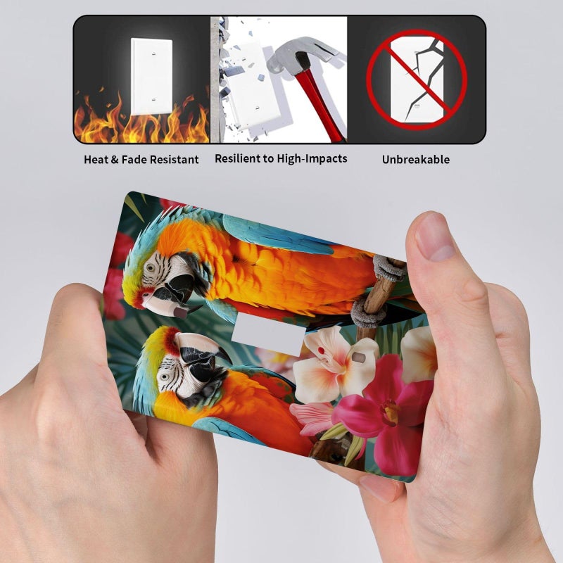 Tropical Plants Parrots Single Toggle Light Switch Plate Cover 4.5 X 2.76 Inch - Image 4