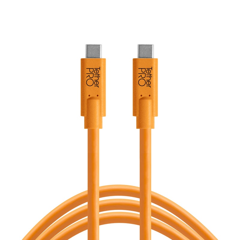 Tether Tools TetherPro USB-C to USB-C Cable | for Power Delivery, Fast Transfer and Connection Between Camera and Computer | High Visibility Orange | 15 feet (4.6 m) - Image 1