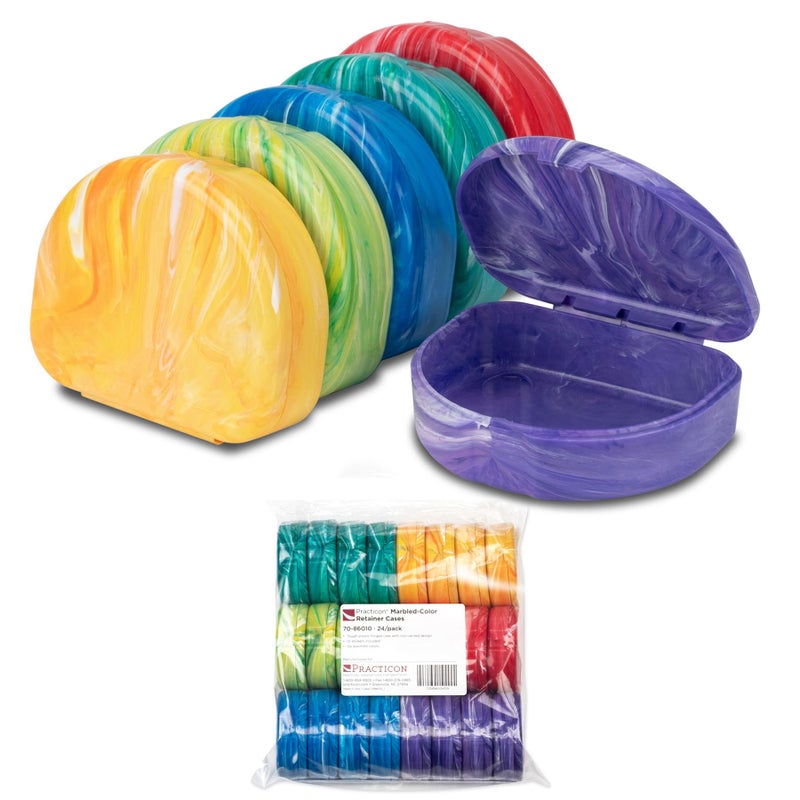 Marble Retainer Cases with Labels Assorted Colors 24 Pack