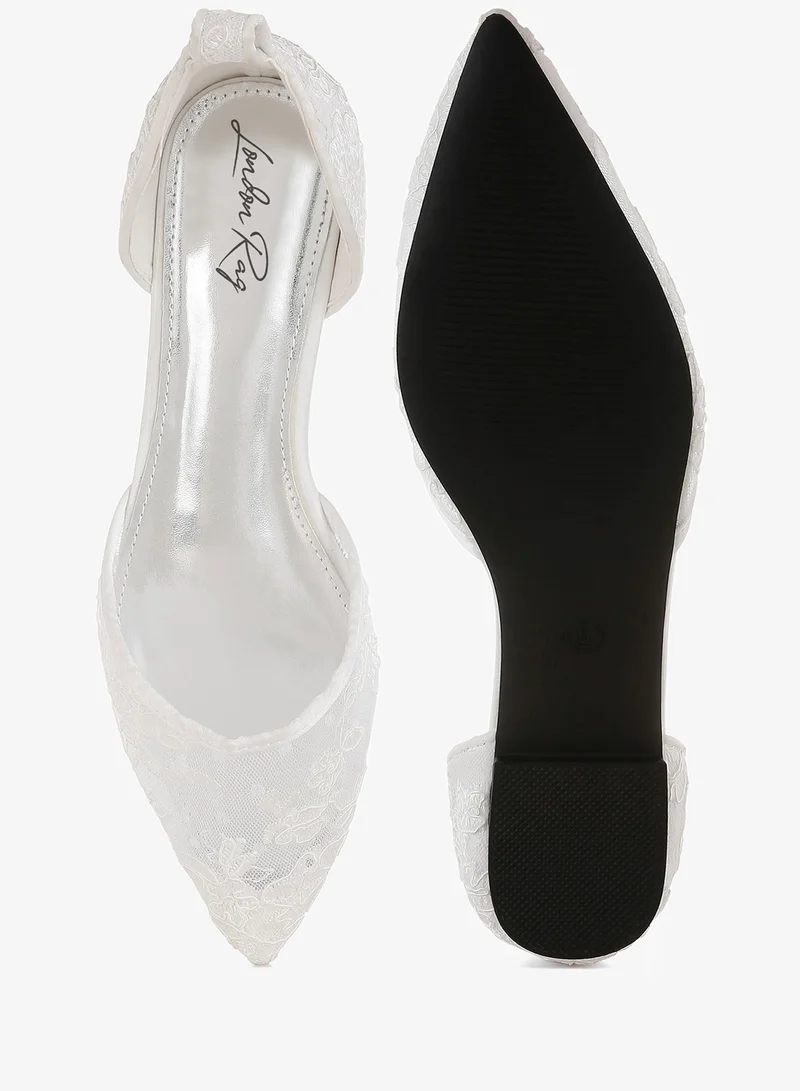 London Rag White and Silver Pearl & Rhinestone Strap Flat Sandals in White for Women | Best Price UAE