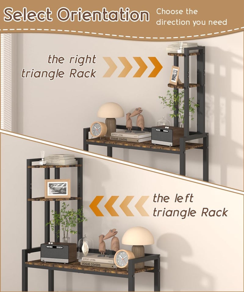 Ansionsol 4 Tier Corner Shelf Stand, 56" Corner Storage Organize Rack with Metal Frame, Freestanding Book Shelves Plant Stand, Narrow Tall Bookshelf for Bedroom, Living Room, Office, Black - Image 2