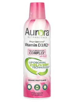 Aurora Nutrascience Mega-Liposomal™ Vitamin D3/K2+ Plus Vitamin C Organic Fruit 16 fl oz (480 ml) 