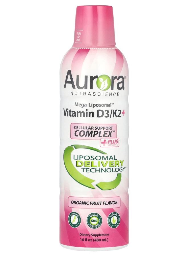 ميغا-ليبوزومال™ فيتامين د3/ك2+ بالإضافة إلى فيتامين سي فواكه عضوية 16 أونصة سائلة (480 مل)