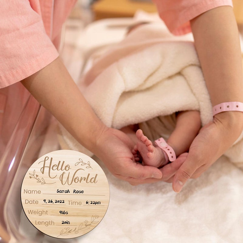 YOKIND 3Pack Baby Birth Announcement Sign6 Inch Hello World Newborn Baby Name Signs for New Baby Arrival Gift Decor Photo Props - Image 4