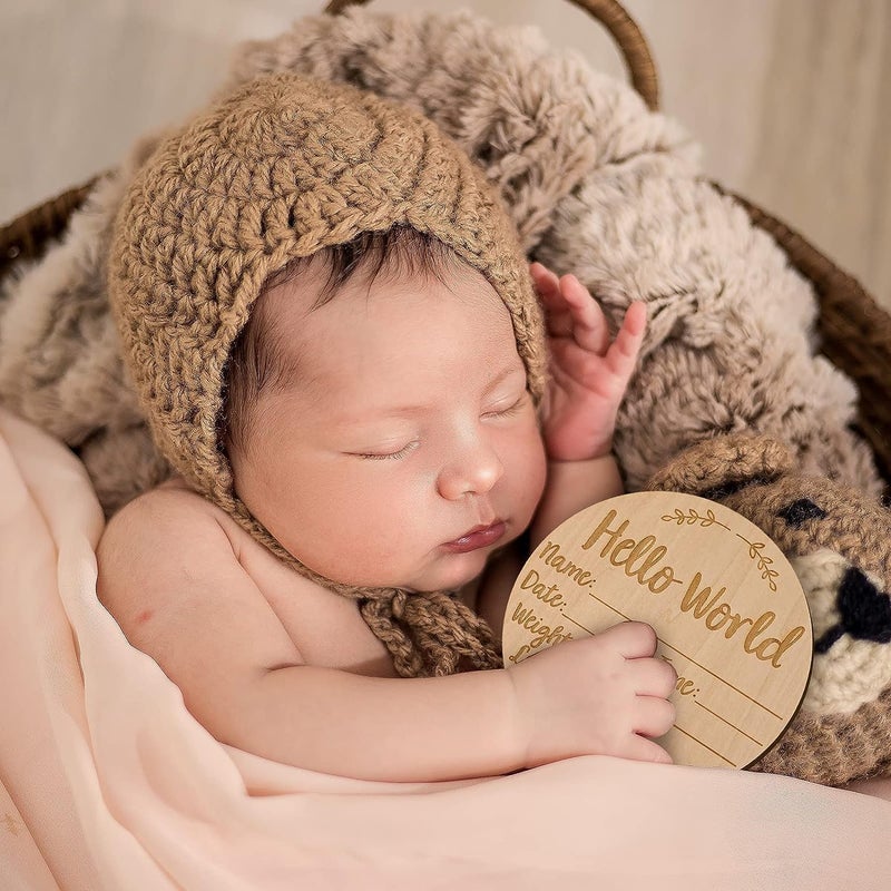 YOKIND 3Pack Baby Birth Announcement Sign6 Inch Hello World Newborn Baby Name Signs for New Baby Arrival Gift Decor Photo Props - Image 5