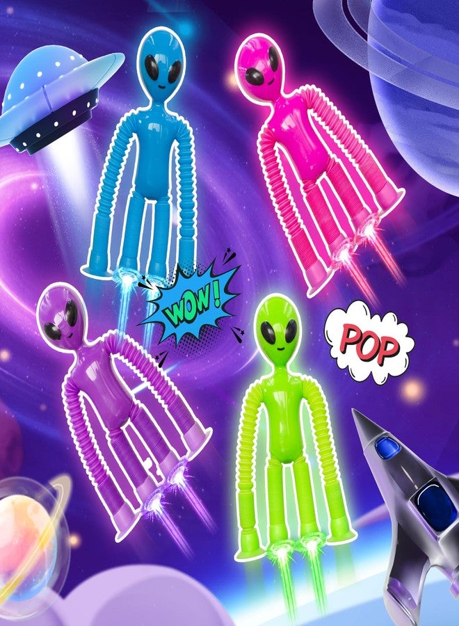 DODOMAGXANADU ألعاب فidget أنبوبية فضائية للأطفال، مجموعة 4 ألعاب فidget لعبة كوب شفط تلسكوبية لتخفيف التوتر والقلق، هدايا لحشو الجوارب للأطفال والرضع (مجموعة 4 فضائي)  - Image 3