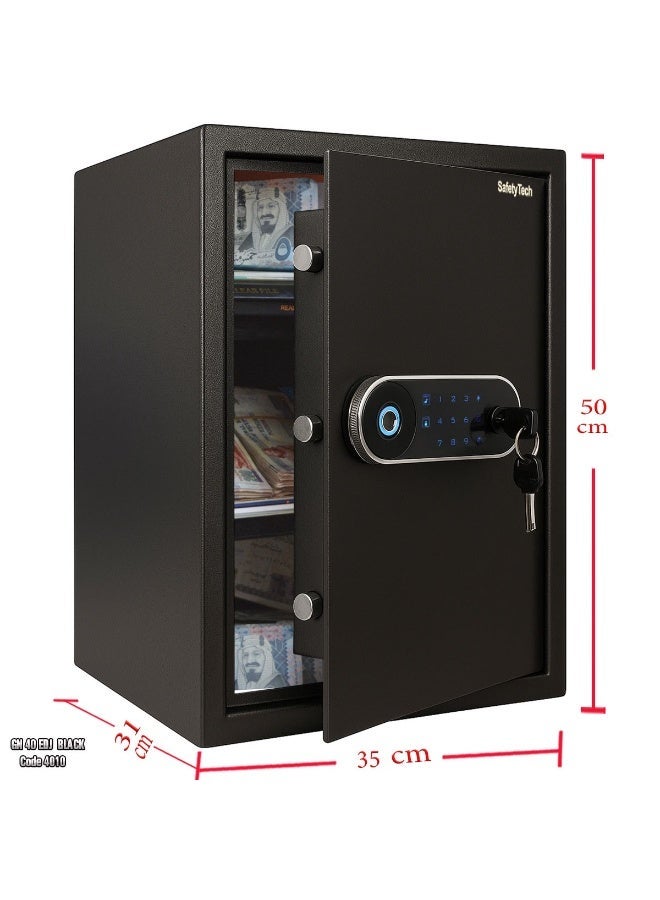 Safety Tech GN 50 EDJ – Elite Safe Fingerprint Safe: Smart security with fingerprint + powerful alarm. Brand: Safety Tech. Touchscreen display + advanced high-precision alarm. Supports 1-12 digit password. - Image 2