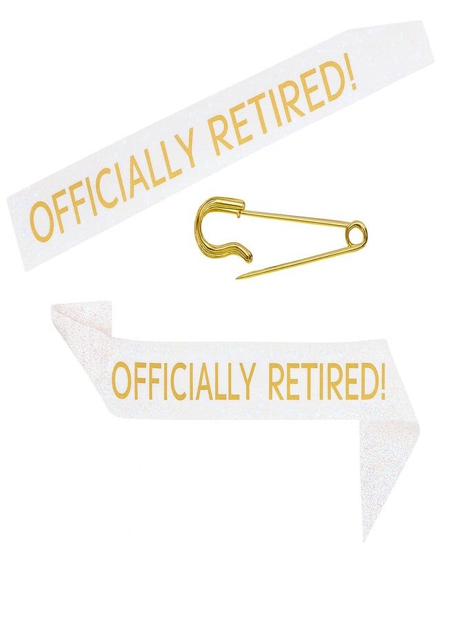 JPACO Officially Retired Celebration Sash - Elegant Retirement Sash for Women and Men with Oversized Safety Pin. Perfect for Retirement Parties, Events, and Decorations by JPACO (White) - Image 3