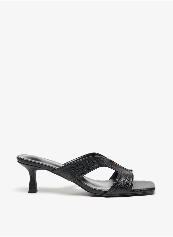 فلورا بيلا من شو إكسبرس Womens Textured Slip-On Sandals With Kitten Heels