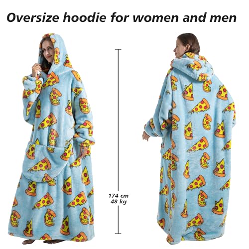 Capecage Blanket Hoodie, Long Hooded Blanket Sweatshirt as Birthday Gifts for Women Men, Long Wearable Blanket for Men Women,Pizza Hoodie Blankets for Women Men - Image 4