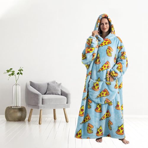 Capecage Blanket Hoodie, Long Hooded Blanket Sweatshirt as Birthday Gifts for Women Men, Long Wearable Blanket for Men Women,Pizza Hoodie Blankets for Women Men - Image 3