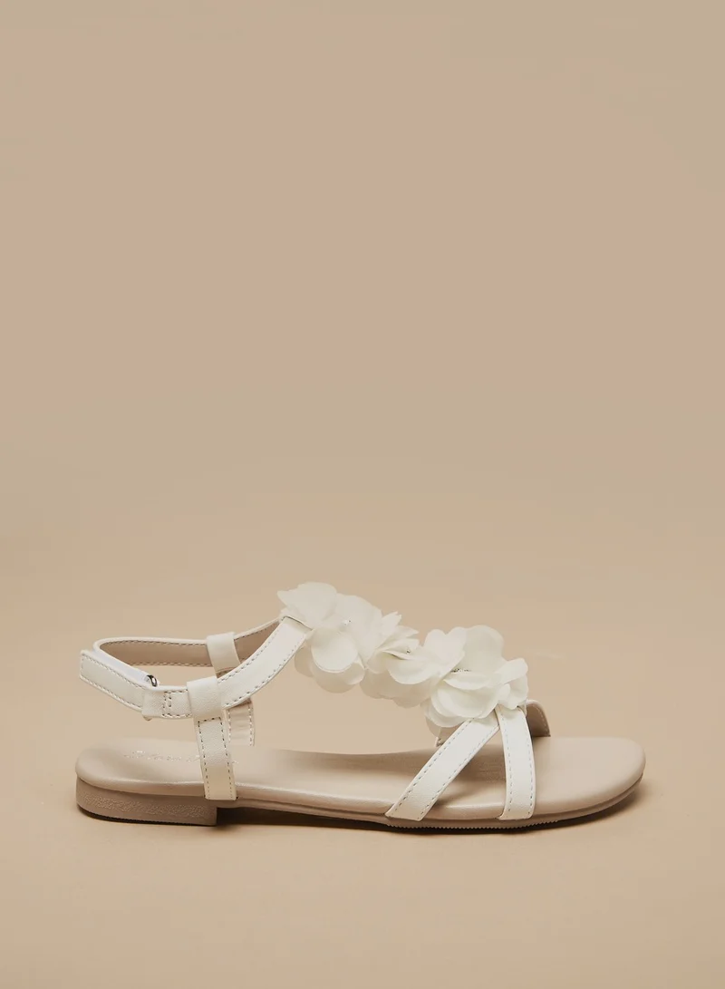 فلورا بيلا من شو إكسبرس Girls Floral Accented Sandals with Hook and Loop Closure Ramadan Collection