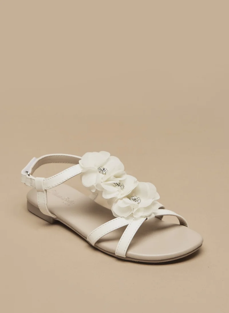 فلورا بيلا من شو إكسبرس Girls Floral Accented Sandals with Hook and Loop Closure Ramadan Collection