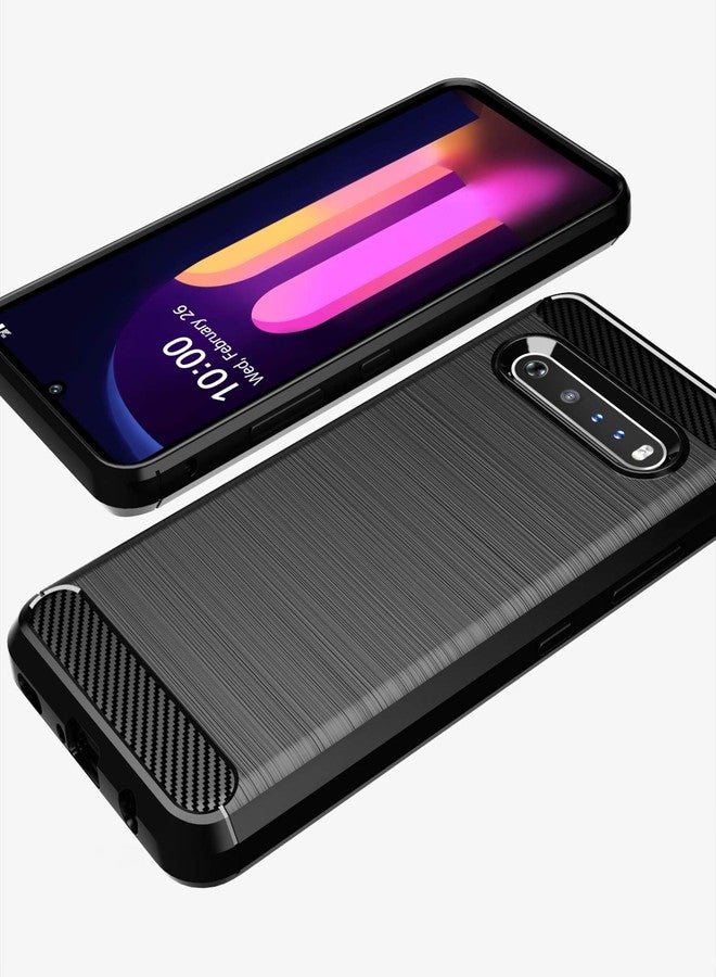 أوسوفر جراب Osophter لهاتف LG V60 ThinQ، جراب LG V60 واقي كامل للجسم مصنوع من مطاط TPU مرن ماص للصدمات (أسود) - Image 4