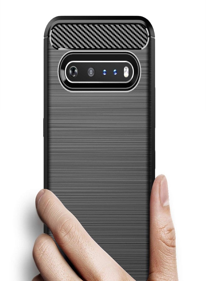 أوسوفر جراب Osophter لهاتف LG V60 ThinQ، جراب LG V60 واقي كامل للجسم مصنوع من مطاط TPU مرن ماص للصدمات (أسود) - Image 3