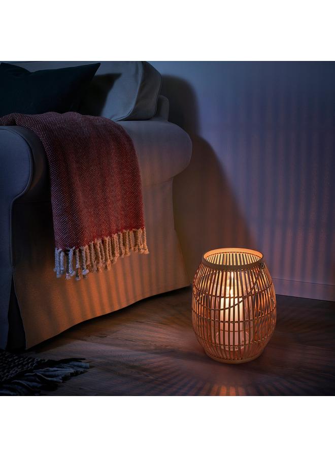 Lantern for block candle, handmade bamboo, 29 cm - Image 2