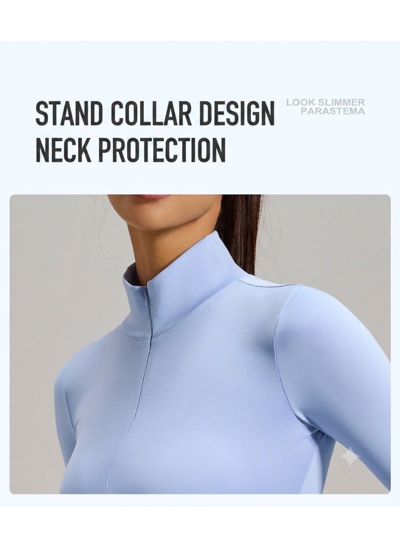 Buttery Soft 2 Piece Yoga Workout Set - Smooth Half Zip Stand Collar Top and High Elasticity Leggings Dynamic Athleisure Outfit - Image 2
