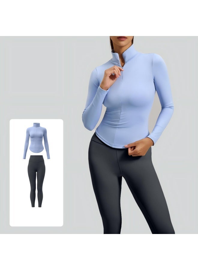 Buttery Soft 2 Piece Yoga Workout Set - Smooth Half Zip Stand Collar Top and High Elasticity Leggings Dynamic Athleisure Outfit - Image 1