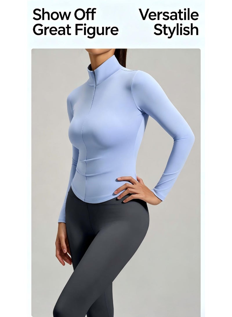 Buttery Soft 2 Piece Yoga Workout Set - Smooth Half Zip Stand Collar Top and High Elasticity Leggings Dynamic Athleisure Outfit - Image 5