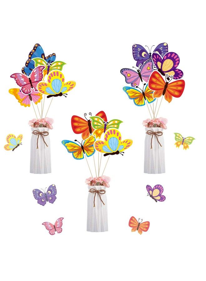 BeYumi 30 Pack Springtime Butterfly Centerpiece Sticks Bobber Table Toppers Cupcake Toppers Butterfly Theme Party Supplies Photo Booth Props Wall Décor For Baby Shower Spring Summer Themed Party - Image 2
