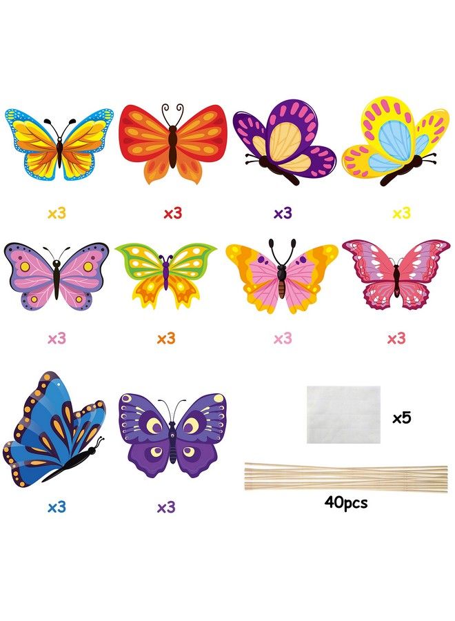 BeYumi 30 Pack Springtime Butterfly Centerpiece Sticks Bobber Table Toppers Cupcake Toppers Butterfly Theme Party Supplies Photo Booth Props Wall Décor For Baby Shower Spring Summer Themed Party - Image 3