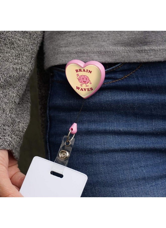 GRAPHICS & MORE - Brain Waves Waving Funny Humor Heart Lanyard Retractable Reel Badge Id Card Holder - Image 1