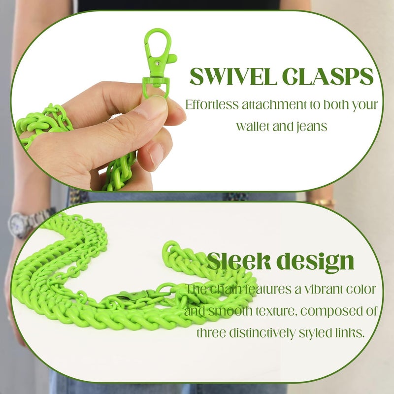 Lainrrew Trousers Chain Pants Belt Wallet Pocket Hip Hop Punk Jeans Key Chain Goth Accessories for Eboy Egirl Women Men (Green) - Image 3