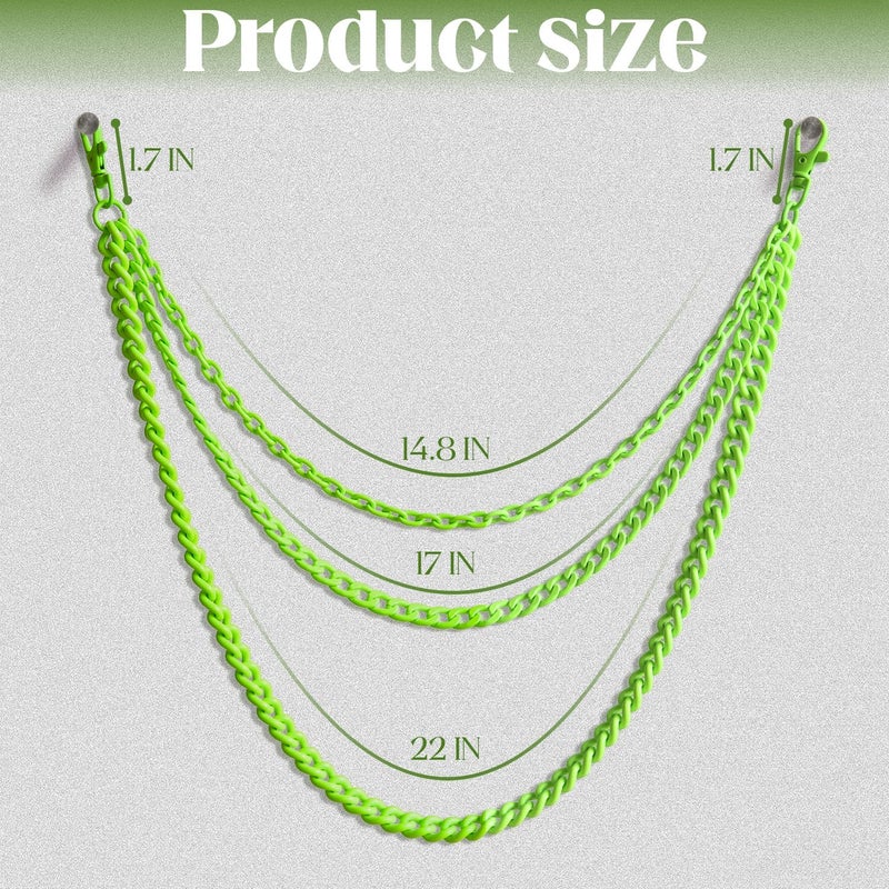 Lainrrew Trousers Chain Pants Belt Wallet Pocket Hip Hop Punk Jeans Key Chain Goth Accessories for Eboy Egirl Women Men (Green) - Image 2