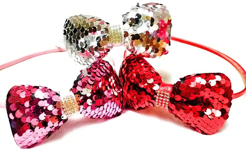 FAVELA Reversible Sequins Ears Headband | Stylish Non-Silp Shiny Ear Hair Hoops Cute Bling Kitty Hairband Hair Accessories for Women Baby Teens (Multicolour, Pack of 6) - Image 2