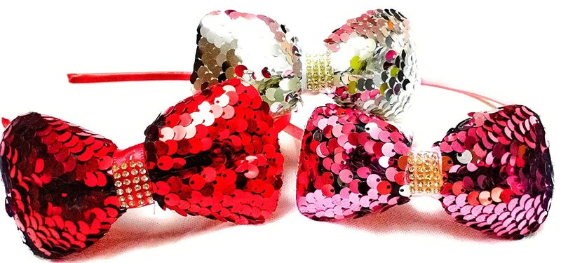 FAVELA Reversible Sequins Ears Headband | Stylish Non-Silp Shiny Ear Hair Hoops Cute Bling Kitty Hairband Hair Accessories for Women Baby Teens (Multicolour, Pack of 6) - Image 4