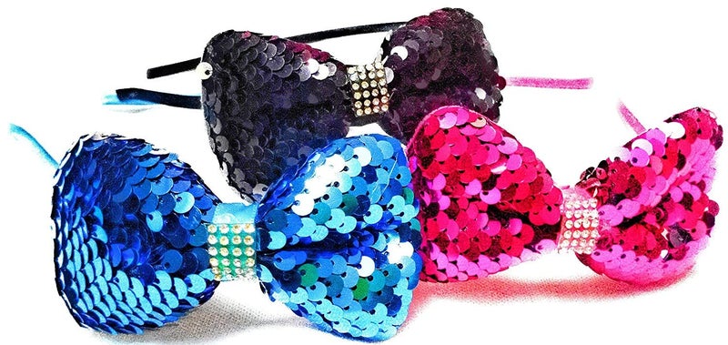FAVELA Reversible Sequins Ears Headband | Stylish Non-Silp Shiny Ear Hair Hoops Cute Bling Kitty Hairband Hair Accessories for Women Baby Teens (Multicolour, Pack of 6) - Image 3