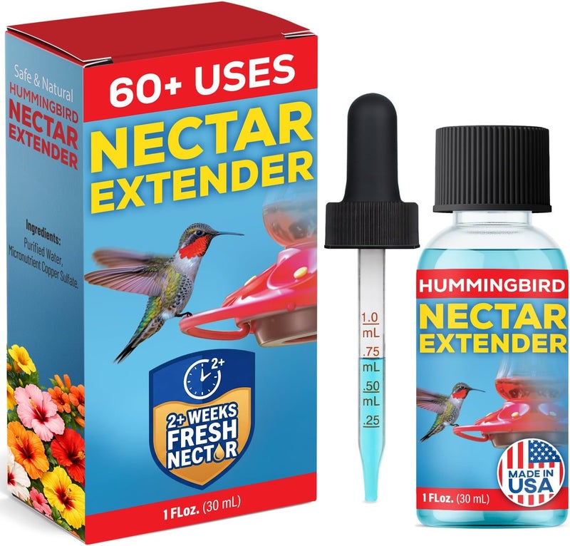 Escentile Hummingbird Feeder Nectar Extender - 60+ Uses - Safe & Natural Defense Keeps Nectar Fresh & Clear for 2+ Weeks - Bird Safe Formula Made in USA - for All Hummingbird Nectar & Feeders - 1oz - Image 1