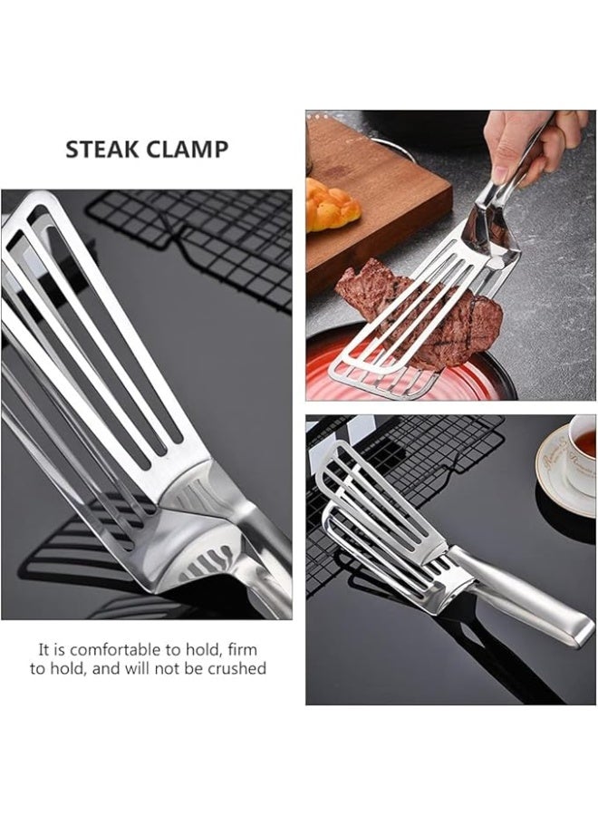 Slotted Metal Spatula Tongs Kitchen Tongs Grill Food Tongs Grilling Tong Fish Steak Clip Tong Turners Heat Resistant for Cooking Grilling Frying - Image 1