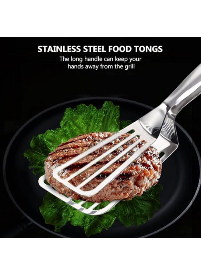 Slotted Metal Spatula Tongs Kitchen Tongs Grill Food Tongs Grilling Tong Fish Steak Clip Tong Turners Heat Resistant for Cooking Grilling Frying - Image 2