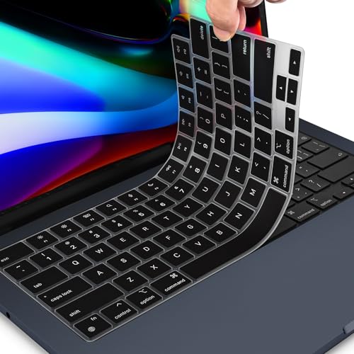 CaseBuy Keyboard Cover for 2025 2024 2023 MacBook Air 13.6/15 Inch M4 M3 M2 A3240 A2941 A3241 A3114, MacBook Pro 14" 16" M5 M4 M3 M2 M1 Pro/Max A2442 A2779 A2918 A2992 A2780 A2991 Protector -Black - Image 1