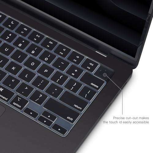 CaseBuy Keyboard Cover for 2025 2024 2023 MacBook Air 13.6/15 Inch M4 M3 M2 A3240 A2941 A3241 A3114, MacBook Pro 14" 16" M5 M4 M3 M2 M1 Pro/Max A2442 A2779 A2918 A2992 A2780 A2991 Protector -Black - Image 4