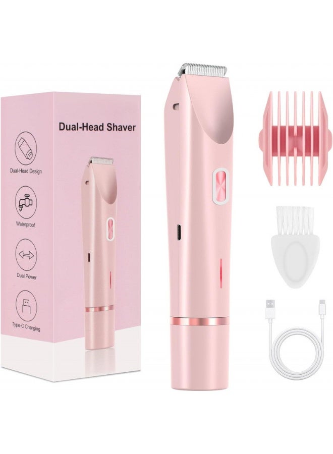 Egolav Portable Dual-Head Women's Shaver — USB-C Rechargeable, Waterproof Design, Gentle on Skin | Crafted for Modern Women (Pink) - Image 1