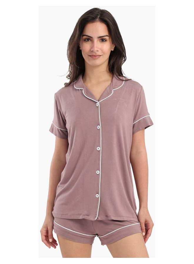Carina Color Piping Poplin Pyjama Set - Image 1