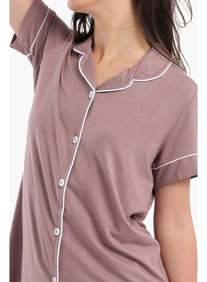 Carina Color Piping Poplin Pyjama Set - Image 4
