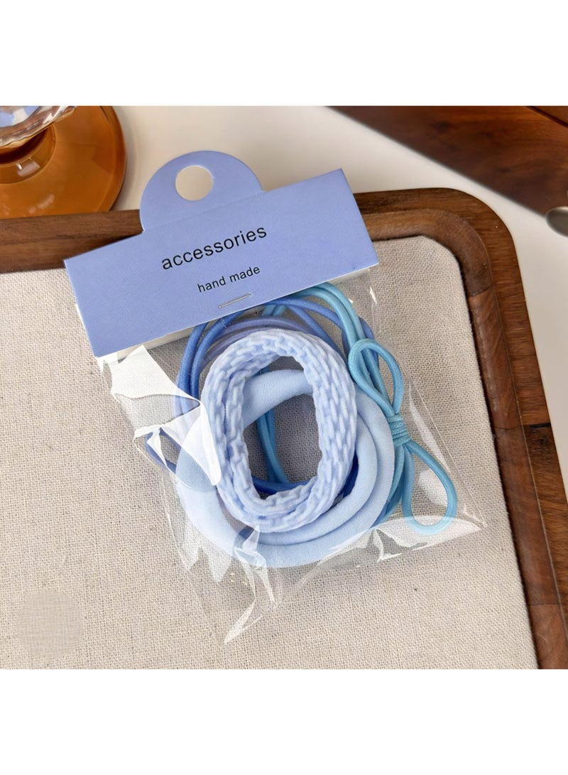 Hand Made Set of 5 Blue-Colored Gradient Hair Ties - Image 1