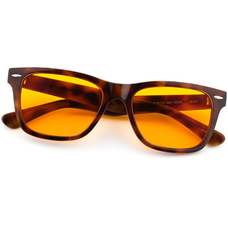 ViewJoy Sleep Glasses 999 Blue Light Glasses Dual AR Coatings Amber Orange Lens for Computer Gaming Reduce Eyestrain Havana Tortoise Shell Frames - Image 3